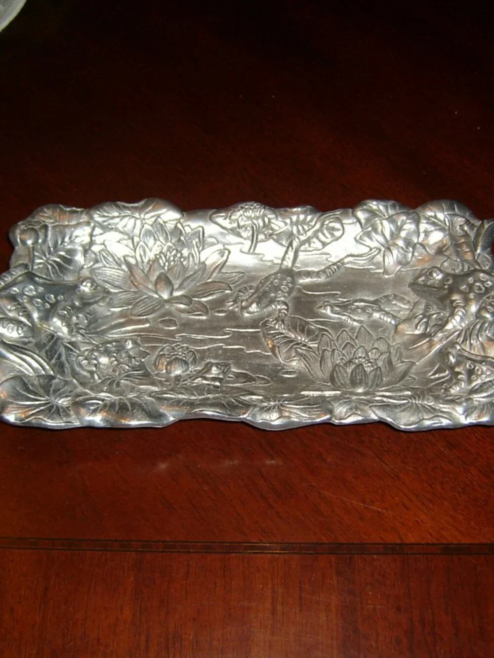 Arthur Court 1994 Frog and Lotus Pewter Tray